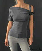 One Shoulder Stylish Twisted Sleeve Top image 7