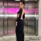 Open Back Ruched Sexy Birthday Long Sleeve Maxi Dress image 5