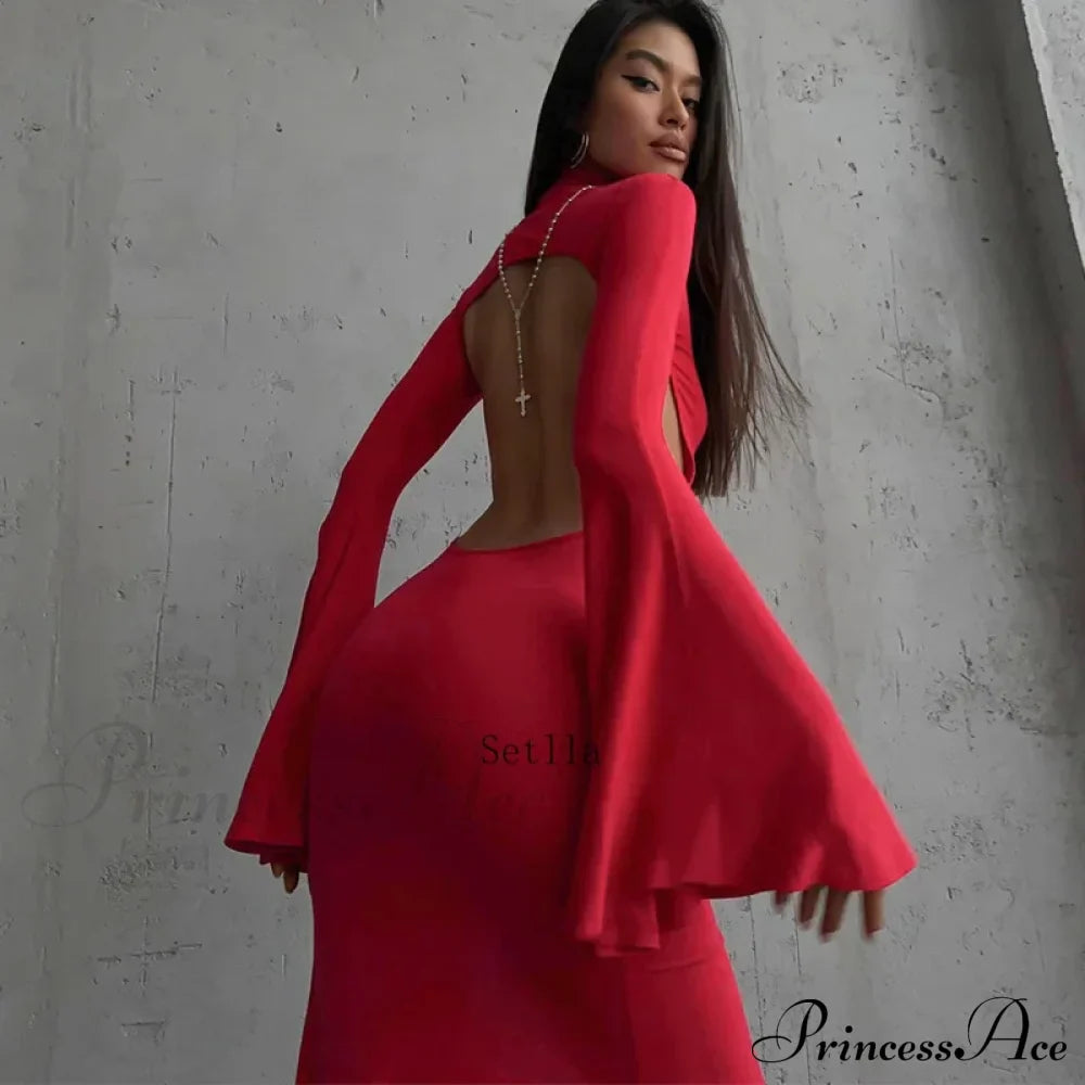 Open Back Split Maxi Dress image 4