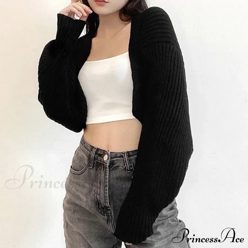 Open Front Solid Color Cropped Casual Bolero Shrug Cardigan image 1