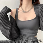 Open Front Solid Color Cropped Casual Bolero Shrug Cardigan image 4