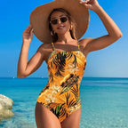 Orange Coconut Print One Piece Swimsuit image 3