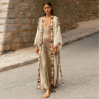 Orange Floral Cotton Kimono Beach Cover up Boho image 10