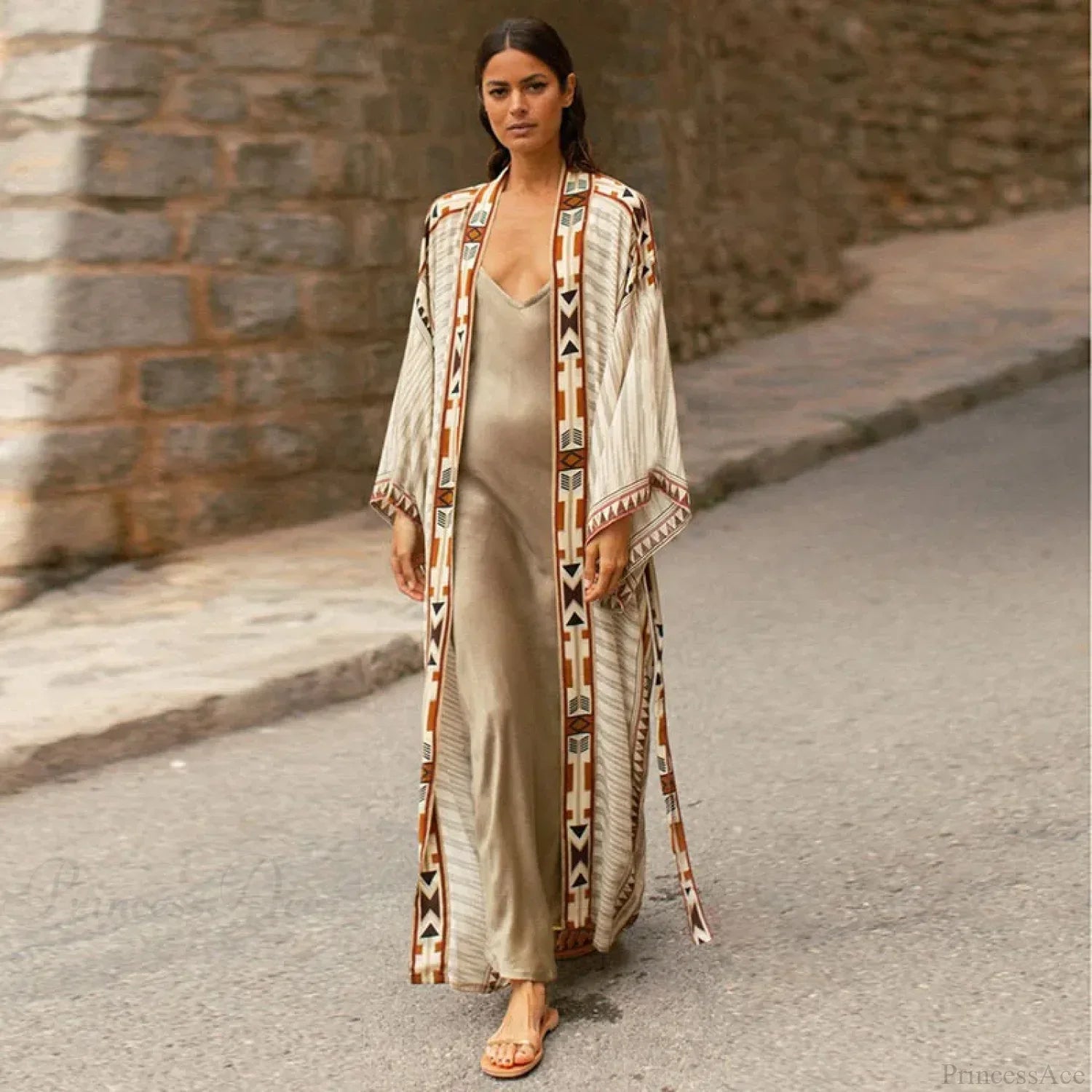 Orange Floral Cotton Kimono Beach Cover up Boho image 10