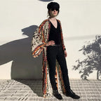 Orange Floral Cotton Kimono Beach Cover up Boho image 7