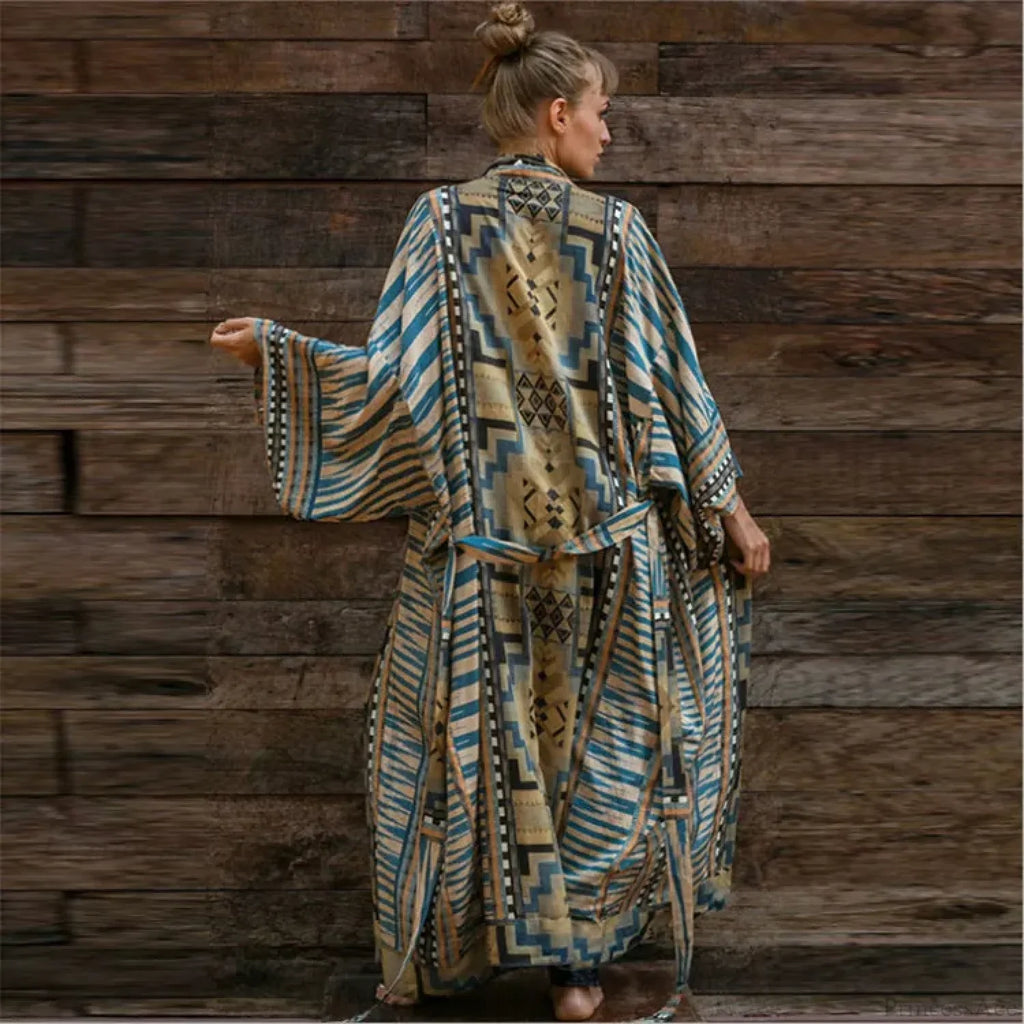 Orange Floral Cotton Kimono Beach Cover up Boho image 5