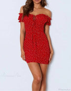 Orange Summer Print Off-The-Shoulder Mini Dress image 1