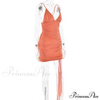 Orange V-neck Bandage Charming Bodycon Mini Dress image 14