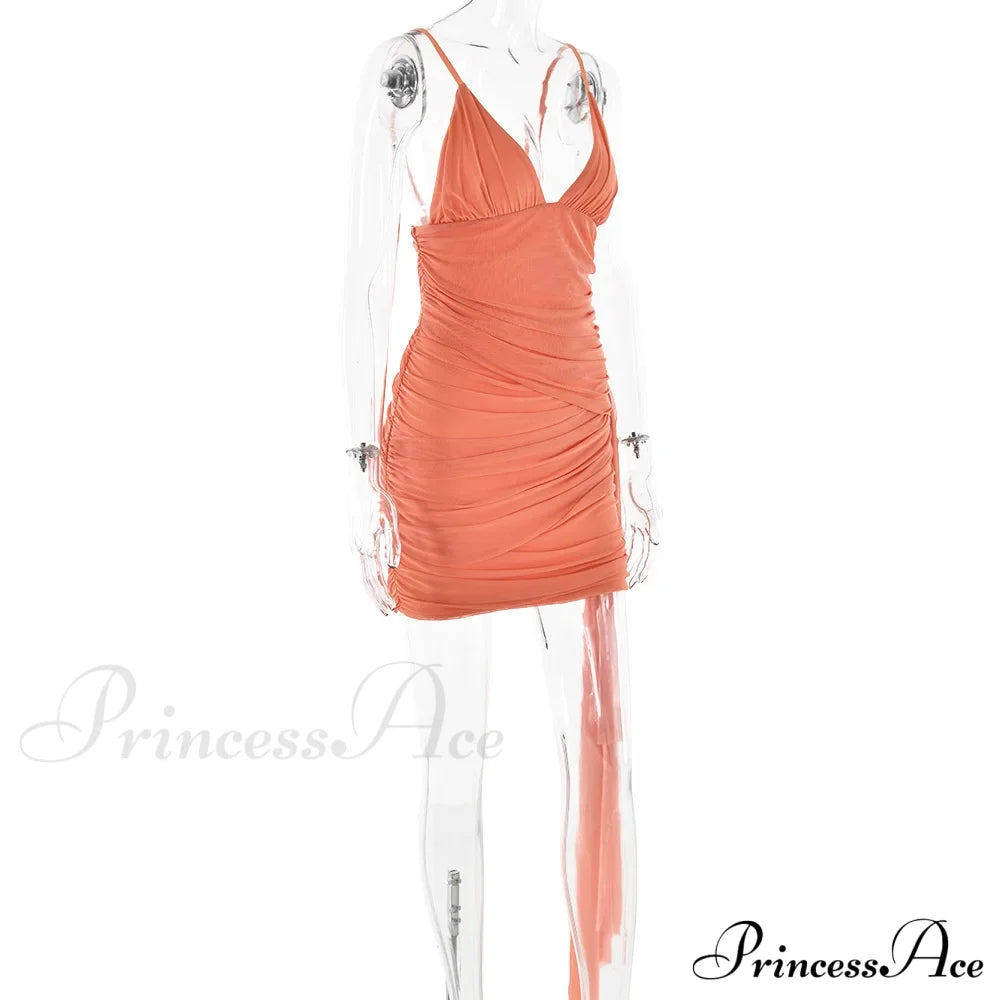 Orange V-neck Bandage Charming Bodycon Mini Dress image 14