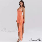 Orange V-neck Bandage Charming Bodycon Mini Dress image 7