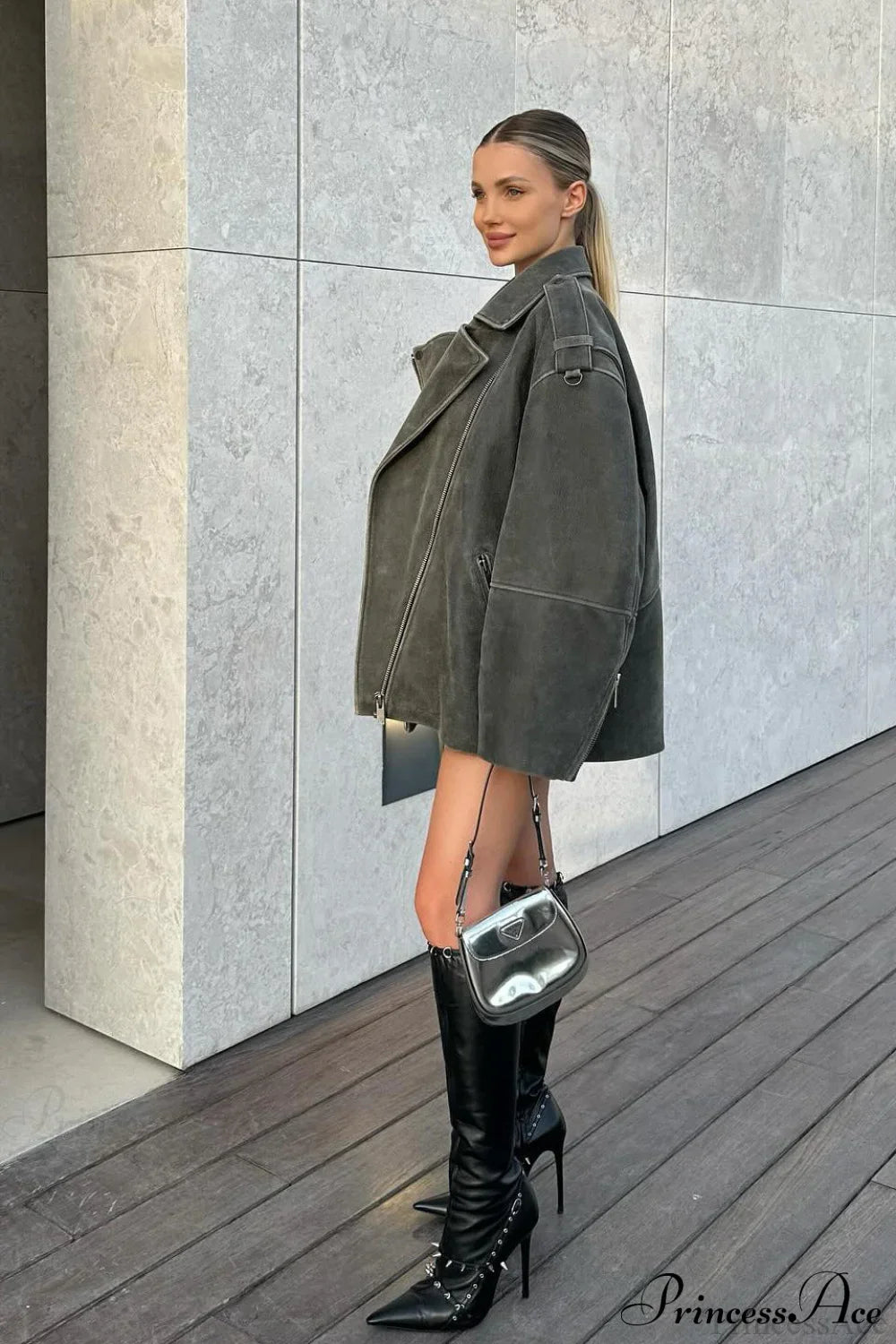 Oversize Suede Lapel Retro Versatile Coat image 3