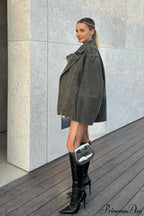 Oversize Suede Lapel Retro Versatile Coat image 3