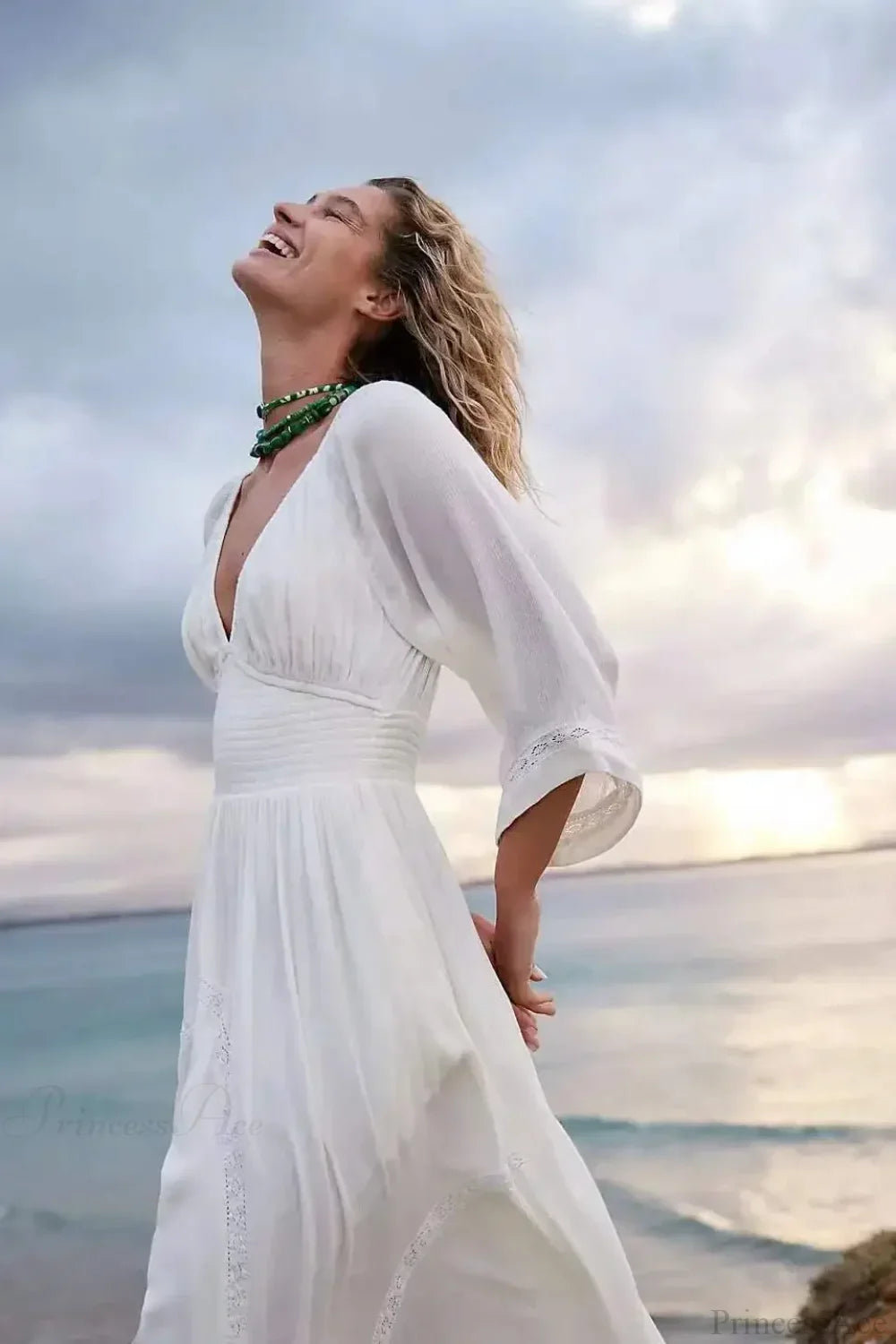 Oversized Backless Deep V Cotton Boho Dress image 2