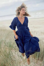 Oversized Backless Deep V Cotton Boho Dress image 5
