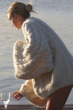Oversized Cable Knit Crew Neck Sweater image 1