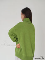 Oversized Casual Turtleneck Solid Color Pollover Sweater image 2