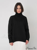 Oversized Casual Turtleneck Solid Color Pollover Sweater image 7