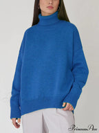 Oversized Casual Turtleneck Solid Color Pollover Sweater image 11