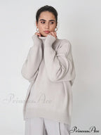 Oversized Casual Turtleneck Solid Color Pollover Sweater image 8