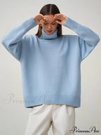 Oversized Casual Turtleneck Solid Color Pollover Sweater image 9