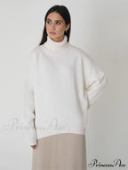 Oversized Casual Turtleneck Solid Color Pollover Sweater image 6