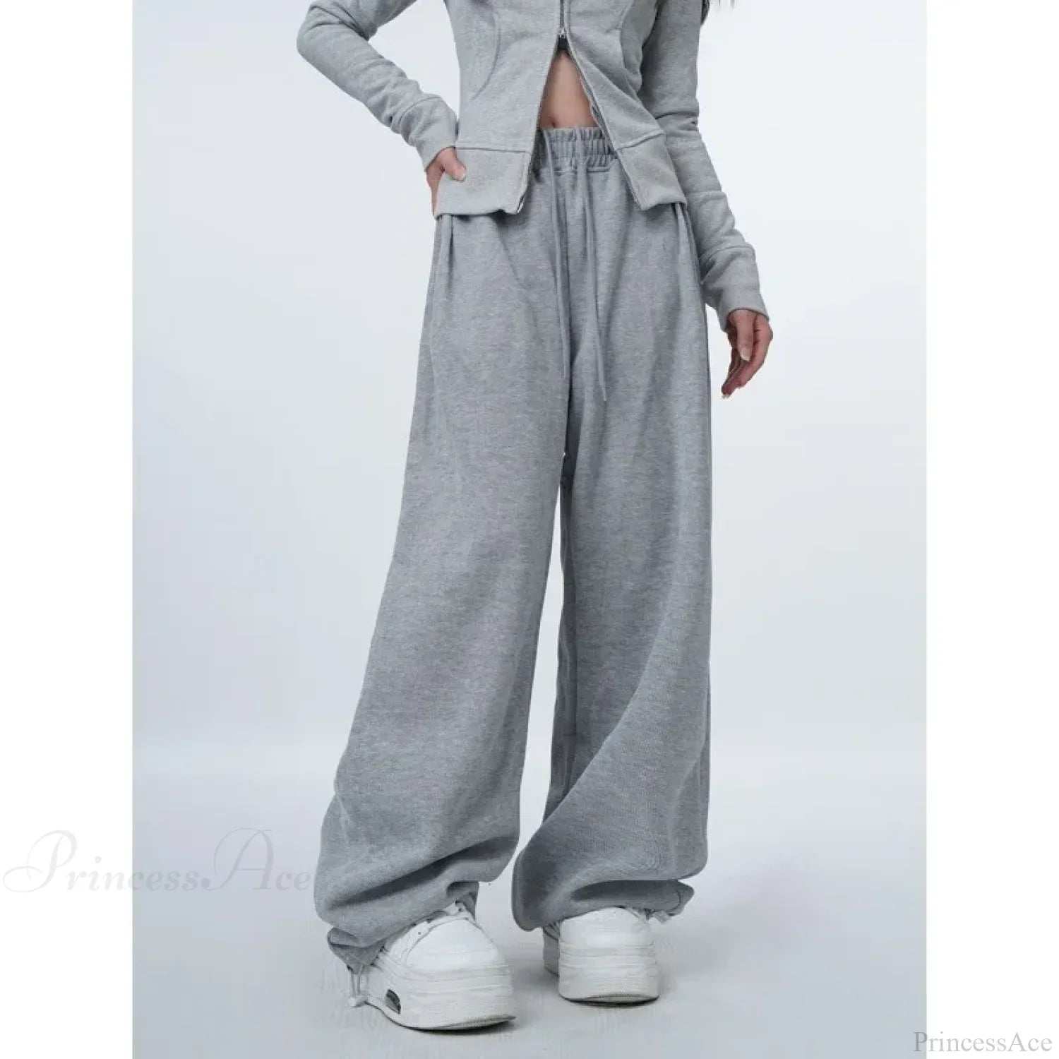 Oversized Gray Y2K Women Sweatpants Pants image 2