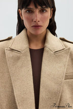 Oversized Notch Lapel Epaulette Woolen Blazer image 12