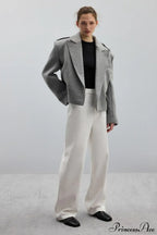 Oversized Notch Lapel Epaulette Woolen Blazer image 4