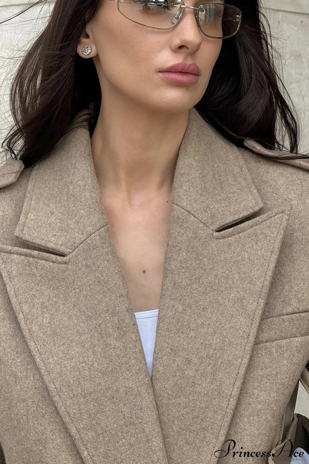 Oversized Notch Lapel Epaulette Woolen Blazer image 9