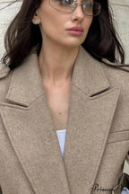 Oversized Notch Lapel Epaulette Woolen Blazer image 9