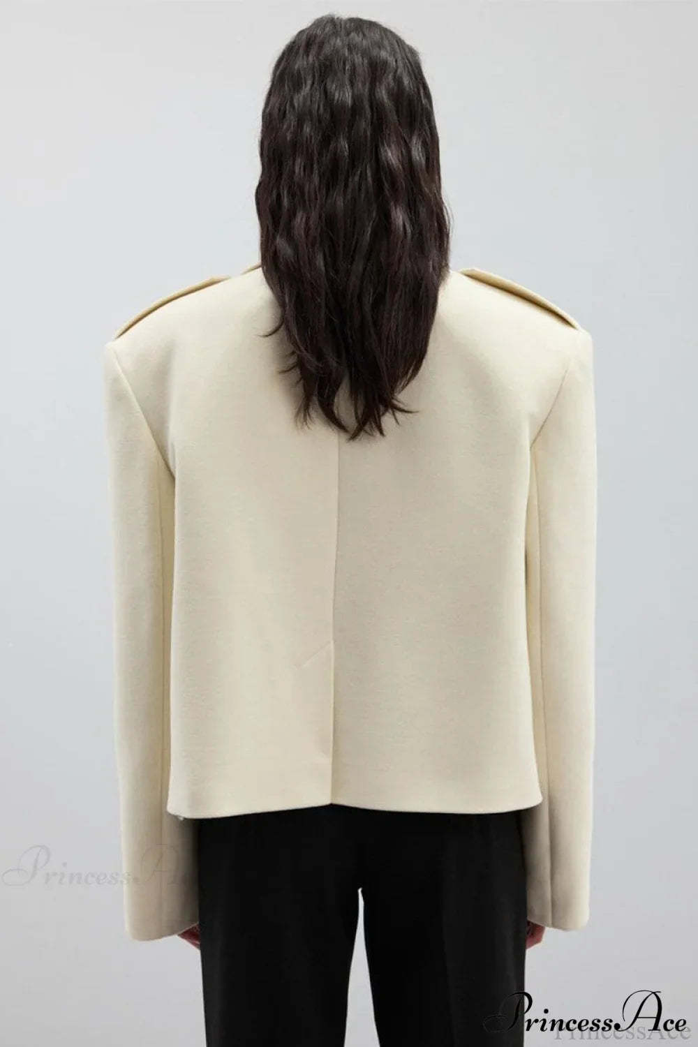 Oversized Notch Lapel Epaulette Woolen Blazer image 16