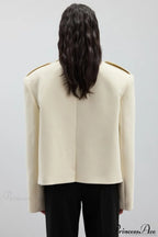 Oversized Notch Lapel Epaulette Woolen Blazer image 16