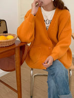 Oversized Preppy V-Neck Knitted Knit Cardigan image 4