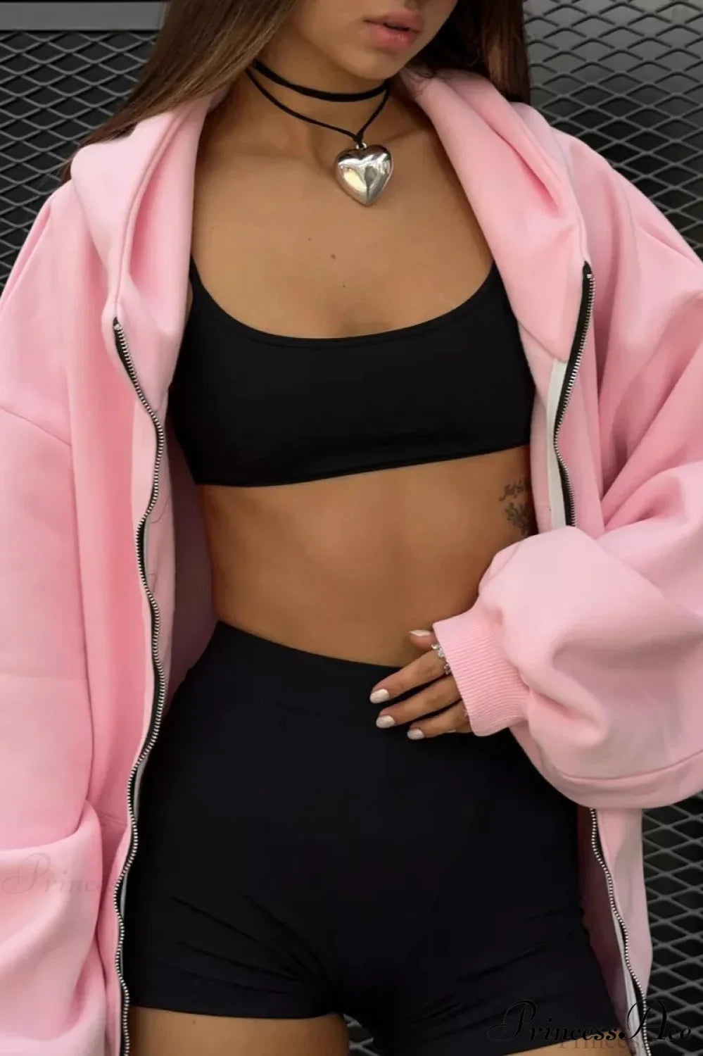 Oversized Street Casual Angel Print Zip-Up Hoodie image 4