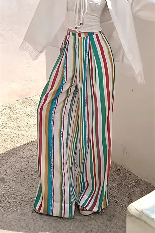 Boho Colorful Stripe High Waist Pants image 2