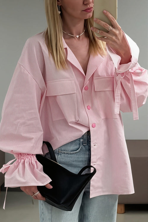 Casual Striped Ruffle Sleeve Blouse image 2