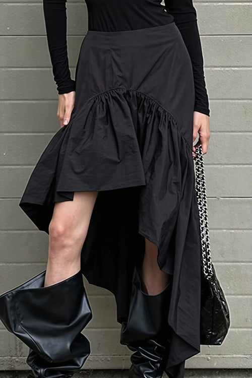 Chic Cotton Ruffle Hem High Low Mini Skirt image 2