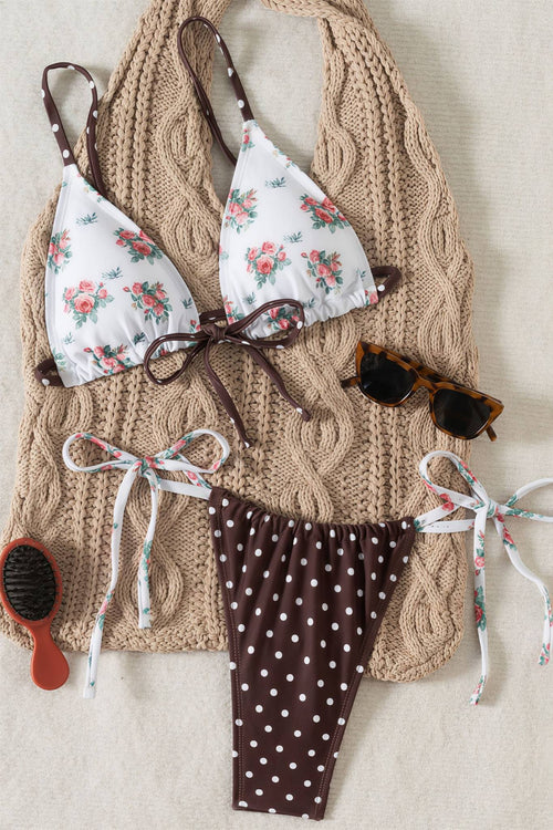 Chic Print Halter Tie Back Two Piece Bikini Sets image 2