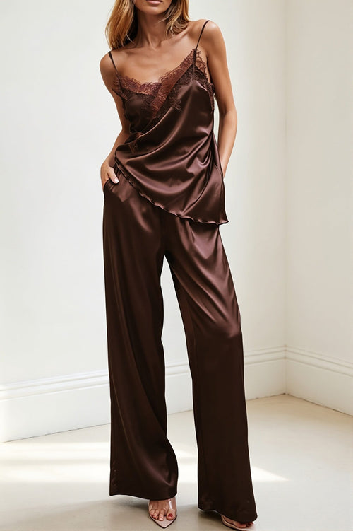 Chic V Neck Cami With Flowy Pants Two Piece Set image 1