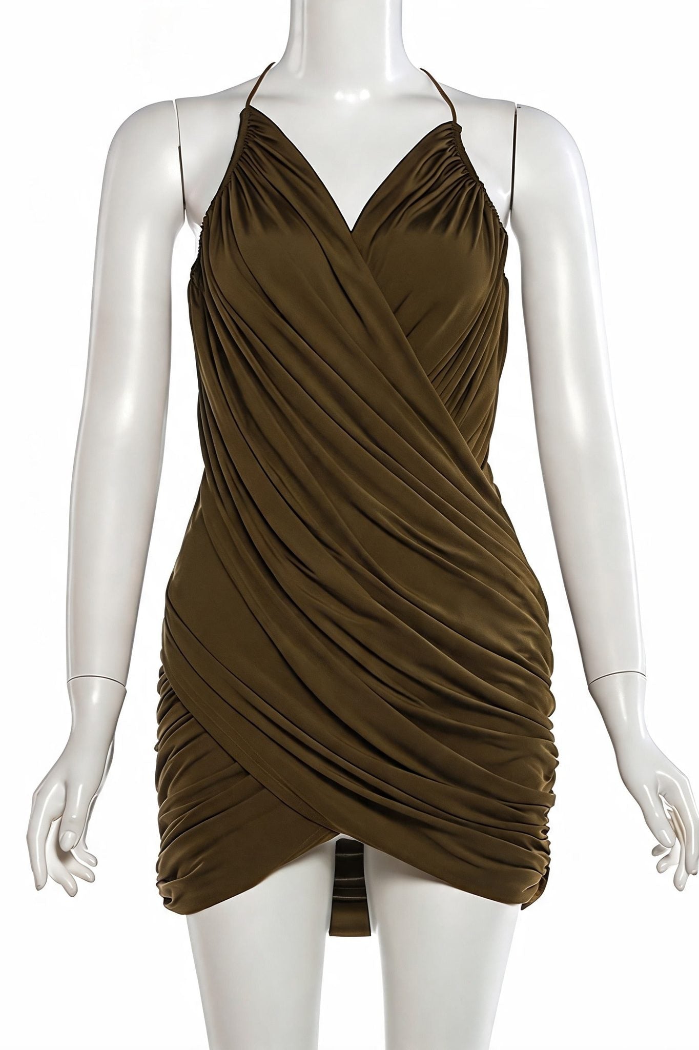 Chic V Neck Ribbed Cami Slim Mini Dress image 6