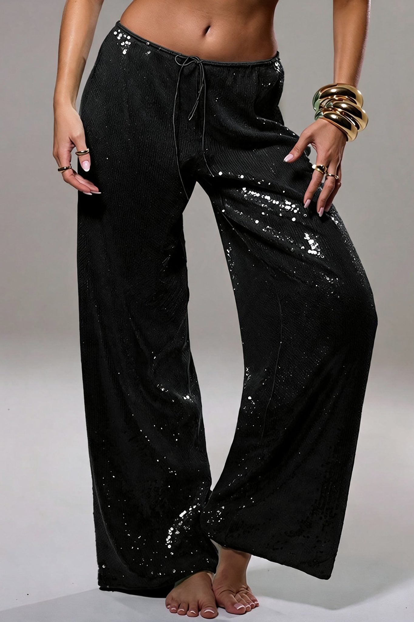 Sequined Wide Leg Casual Pants image 10