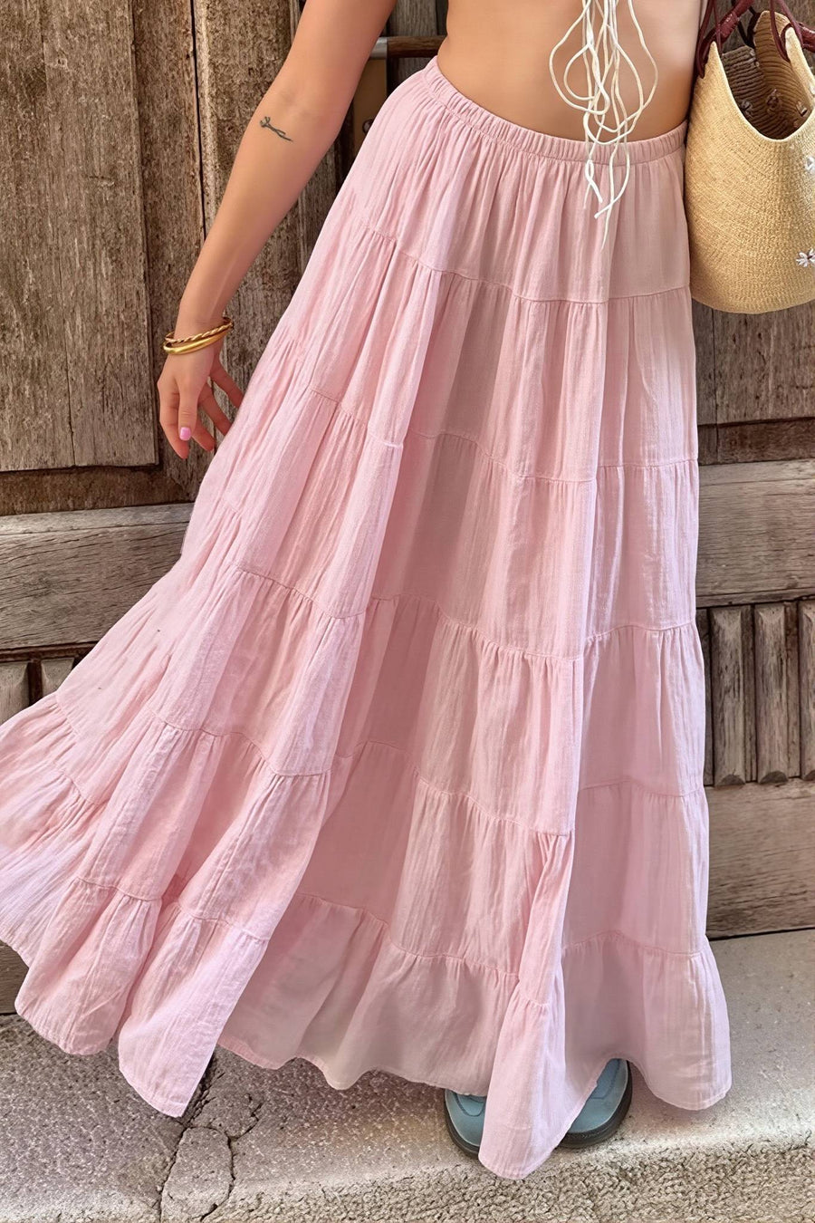 Sexy Color Block Tiered Ruffle Flowy Skirt image 2