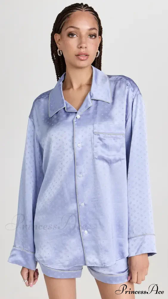 Pajama Boxer Shorts and Graceful Long Sleeve Shirt Set image 3