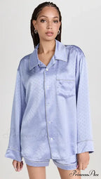 Pajama Boxer Shorts and Graceful Long Sleeve Shirt Set image 3