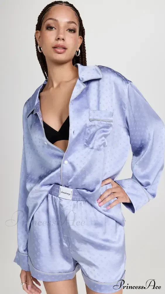 Pajama Boxer Shorts and Graceful Long Sleeve Shirt Set image 4
