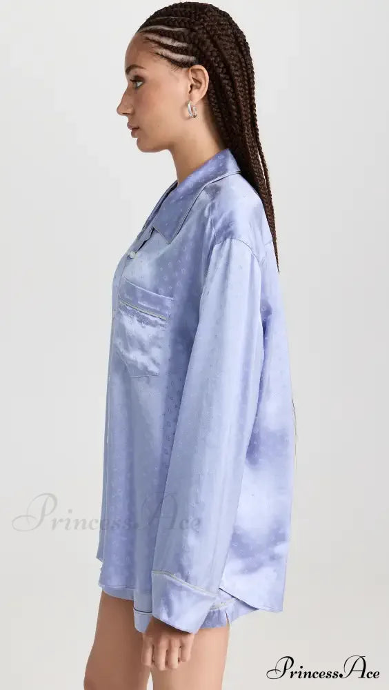 Pajama Boxer Shorts and Graceful Long Sleeve Shirt Set image 5