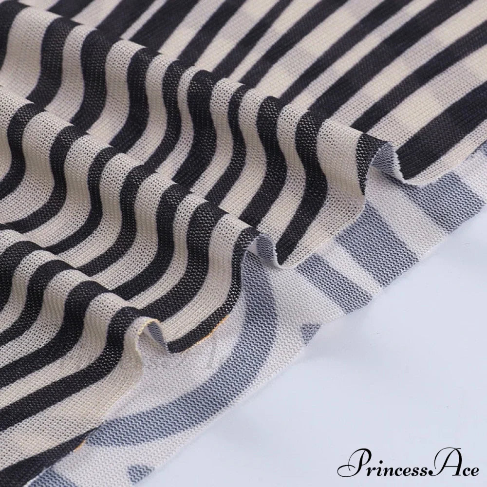 Pants Suit Sexy Costume Zebra Co-ord Striped Tracksuit for Mesh + Set 2 T-shirt Piece Long Autumn Women image 16