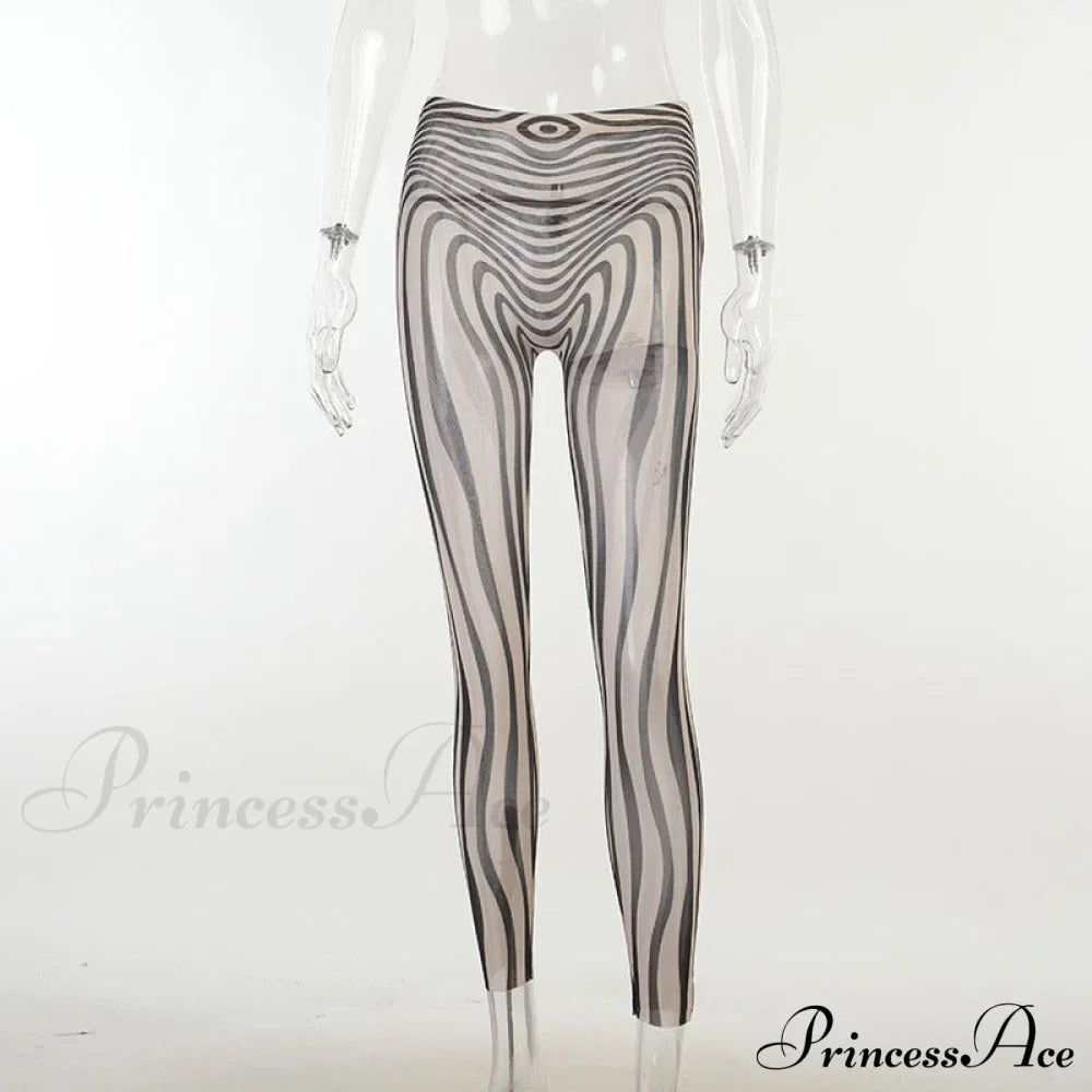Pants Suit Sexy Costume Zebra Co-ord Striped Tracksuit for Mesh + Set 2 T-shirt Piece Long Autumn Women image 9