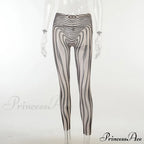 Pants Suit Sexy Costume Zebra Co-ord Striped Tracksuit for Mesh + Set 2 T-shirt Piece Long Autumn Women image 9