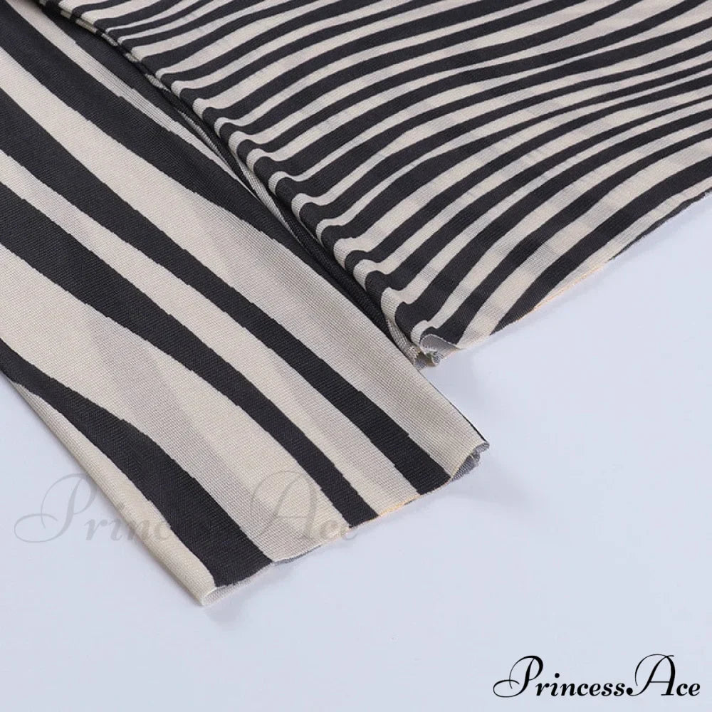 Pants Suit Sexy Costume Zebra Co-ord Striped Tracksuit for Mesh + Set 2 T-shirt Piece Long Autumn Women image 11
